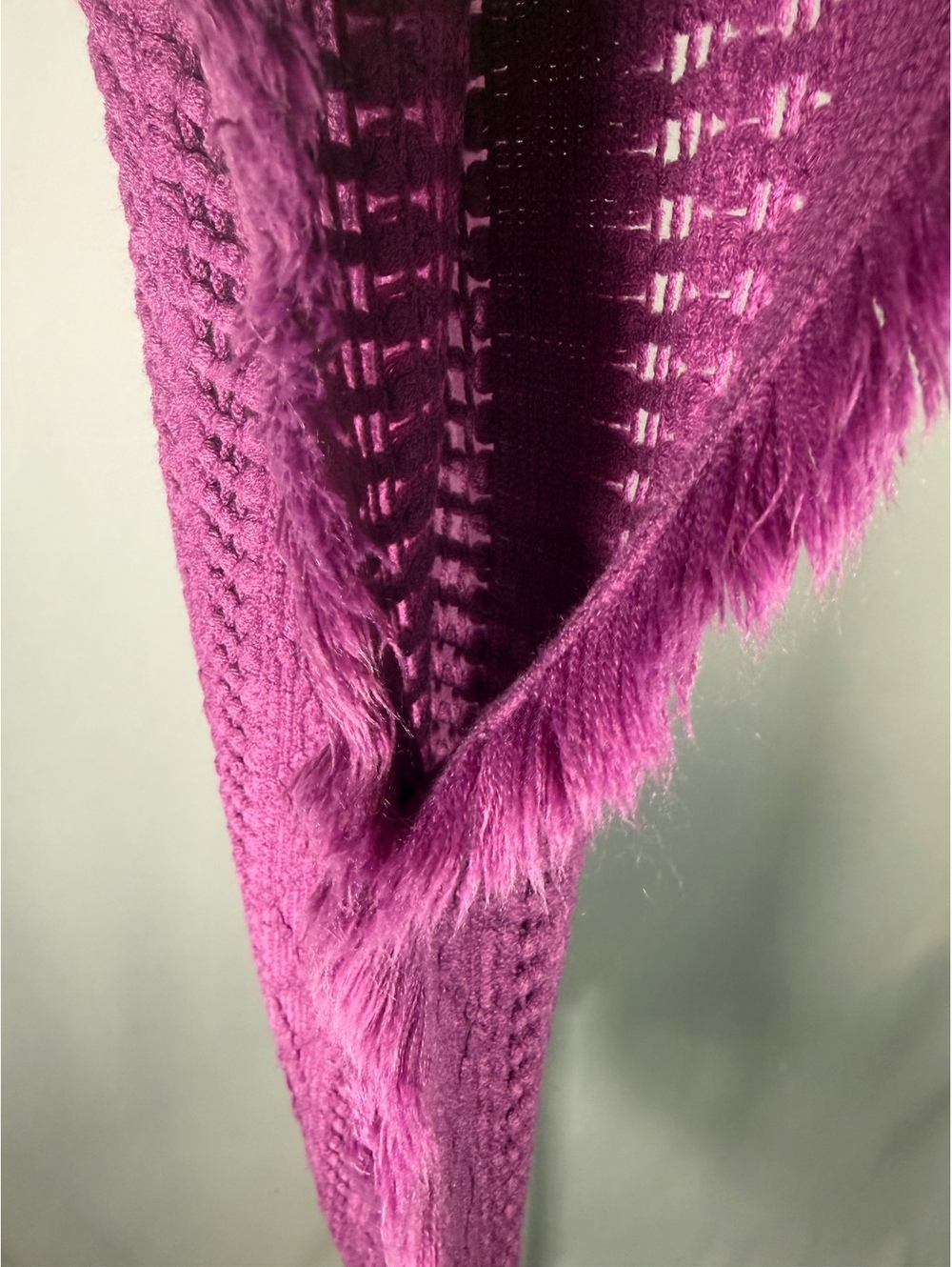 NWT Anthony Original Purple Fringe Knit Open Front Poncho One Size - Picture 6 of 7